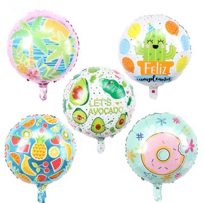 China Mexico Avocado Donuts Coconut Trees Pineapple Cactus Birthday Decorations 18inch Air Balloon Wedding Holiday Fruit Balloon for sale