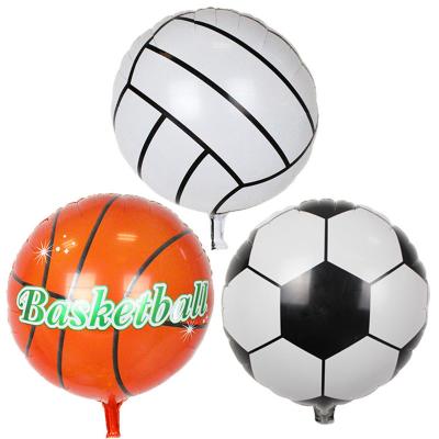 China Decorations 18inch Round Sport Ball Shape Foil Balloons Soccer Basketball Volleyball Inflatable Air Balloons Kids Birthday Party Favors for sale