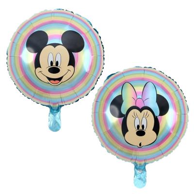 China Toy Balloon Cartoon Rainbow Color Double-Sided Mickey Helium Foil Balloon Mickey Minnie Cute Children's Toy Gradient New 18inch Decoration for sale