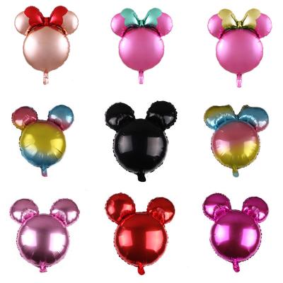 China New Design Decorations Light Up Mickey Head Shape Foil Balloon Cartoon Children Kids Birthday Party Stage Decoration With Mickey Bow-knot for sale