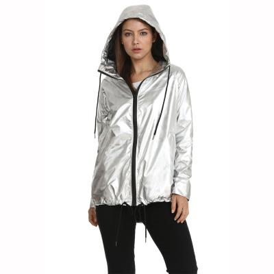 China Anti-wrinkle ladies spring pocket spring zipper ribbon reflective reflective anorak women windproof jacket with hood for sale