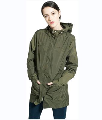 China Anti-wrinkle ladies spring pocket zipper spring parka single hooded anorak women windproof jacket with hood for sale