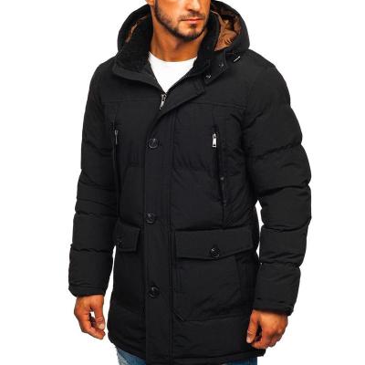 China Waterproof Mens Winter Thick Jacket Multi Pocket With Long Zipper Parka Coat for sale