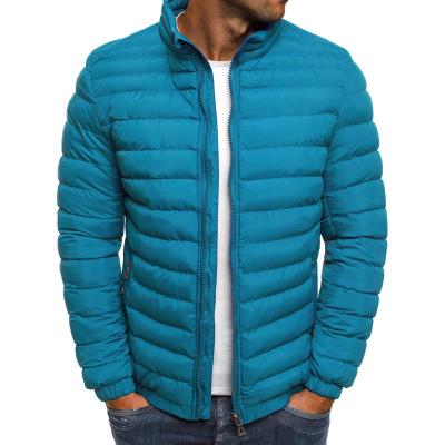 China Custom Men's Bomber Casual Single Collar Waterproof Padded Jacket OEM Multi Pockets Striper Quilting Jacket for sale