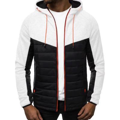 China Breathable Men Fashion Long Sleeve Quilting Padded Jacket Zipper Up Hooded Customize Logo Sweatshirt Wholesale Warm Thick Warm Winter Fleece for sale