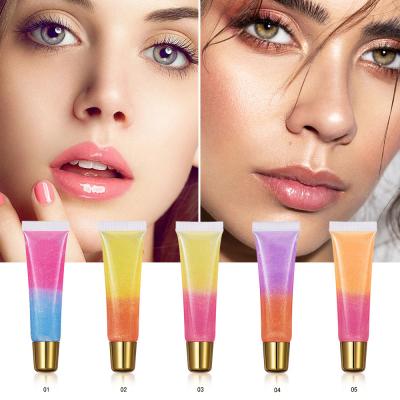 China Cute Sunscreen Glitter Fruit Lip Gloss Base Squeeze Tube Private Label Lip Gloss for sale