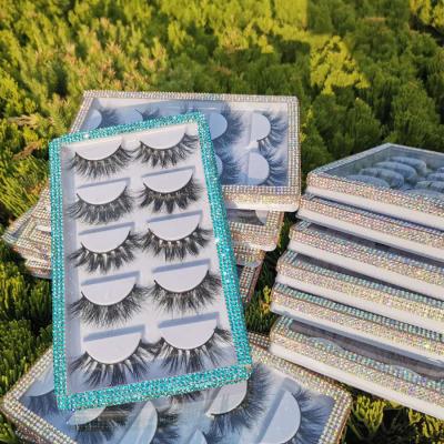 China Private labelcustom eyelash packaging natural soft mink false eyelashes 5 pair rhinestone eyelash book custom for sale