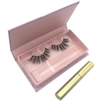 China New long natural magnetic eyelashes and 3d eyeliner charm magnetic silk lashes custom logo and box for sale