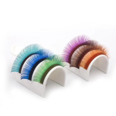 China Different Lashes 0.10mm C/D Curl Rainbow Natural Soft Volume False Eyelash Extension Trays With Private Label for sale