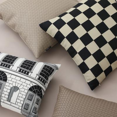 China Nordic Viable Cutelife 45*45cm Polyester Checkerboard Pillowcase Digital Printing Home Decor Sofa Cushion Covers Custom Pillow Case for sale