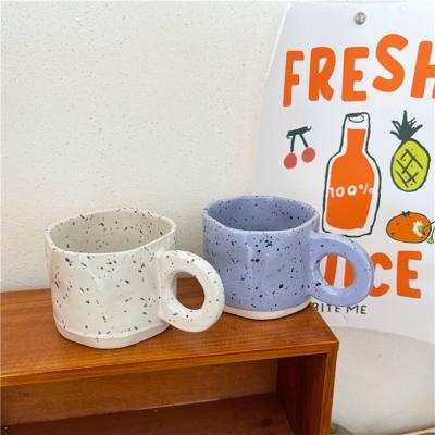 China Viable Cutelife Ink Dots White Ceramic Mug Breakfast Milk Tea Drinkware Coffee Mug Nordic Kitchen Couples Cute Gifts Mug With Handle for sale