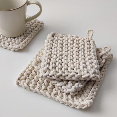 China Stocked Cutelife Stadt Cotton Crochet Coasters Kitchen Drink Coffee Cup Coaster Nordic Dining Table Decor Mat Heat Resistant Mat for sale