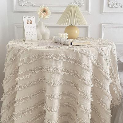 China Decorative Elegant Beige Knitted Rectangle Tablecloths Cheap Table Cloths Cutelife Home Decor Linen Table Cloth Kitchen For Wedding Party for sale