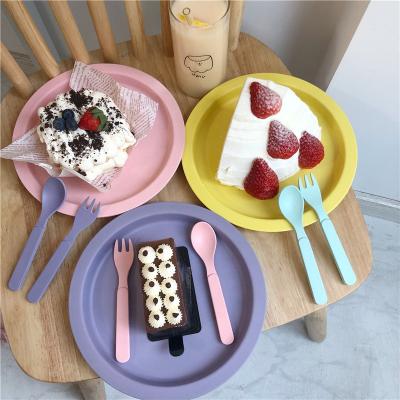 China Cutelife Sustainable Modern Hot Sale Bamboo Powder Purple Round Cakes Custom Plate for sale