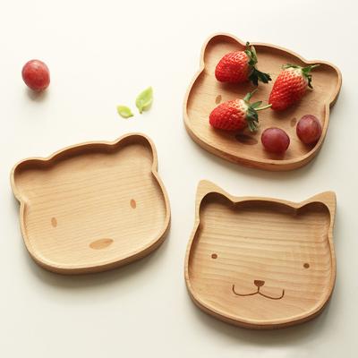 China Viable Food Tray Decor Jewelry Storage Trays Cutelife Cat Bear Irregular Decorative Cake Fruit Wood for sale