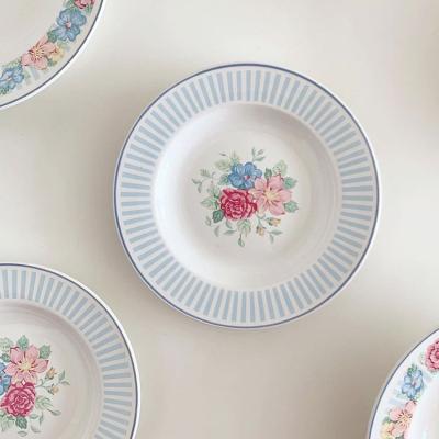 China Cutelife Viable Nordic Round Flower Dishes Ceramic Salad Hot Plates Dinner Dishes Home Dishes And Dishes for sale