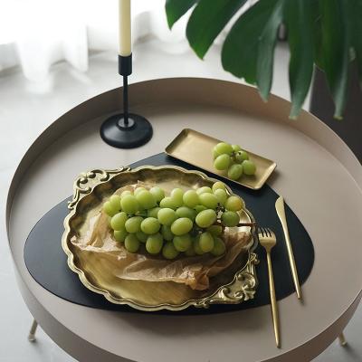 China Cutelife Modern Sustainable Gold Metal Silver Vintage Fruit Food Serving Tray Jewelry Storage Tray Cake Decor Tray for sale