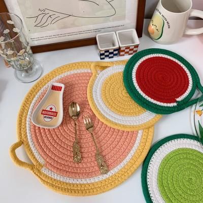 China Nordic Viable Office Mat Decoration Accessories Cutelife Cotton Round Fruit Kitchen Place Mat Table Table Coffee Coasters for Drinks for sale