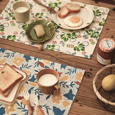 China Cutelife 48*34cm Place Mat Canvas Home Decor Retro Sustainable Pastoral Style Cotton Printing Dining Table Mats Easy To Clean And Oil Proof for sale