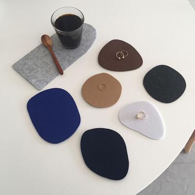 China Home Heat Resistant Cutelife Irregular Felt Irregular Set Home Heat Resistant Dining Table Mats Pad Seven Coaster Decor Drinks Coffee Cup Place Mat for sale