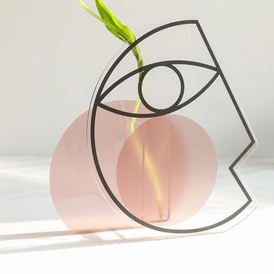 China Modern Minimalist Cutelife Moon Face Flower Vase Living Room Plant Table Vase Acrylic Decorations For Home for sale