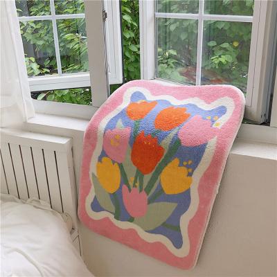 China Cutelife Online Washable Nordic Pink Fluffy Rug Kids Carpet Living Room Office Home Decor Floor Irregular Rugs And Blankets for sale