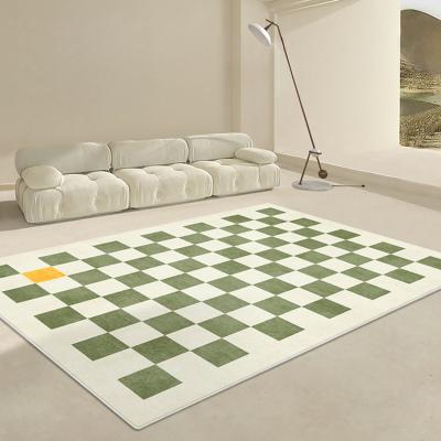 China Cutelife 80*120cm Polyester Fiber Checkered Rugs Home Decor Floor Non-Slip Floor Rugs Plush Outdoor Living Room Rugs for sale