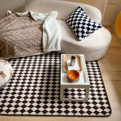 China Cutelife Washable Nordic Black Lattice Lambswool Rug Home Decoration Soft Fluffy Floor Carpets Living Room Outdoor Rugs And Blankets for sale