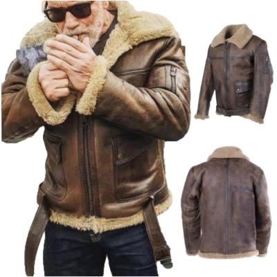 China 2022 Explosives Street Style Viable Warm Shearling Jacket Genuine Leather Plus Size Leather Jacket for sale