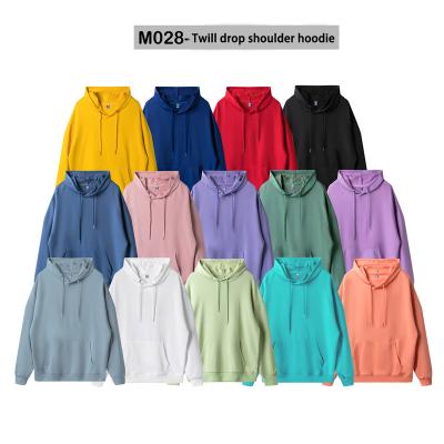 China Anti-wrinkle men women the same style twill drop shoulders 100% refined cotton sweatshirt wholesale hoodie for sale