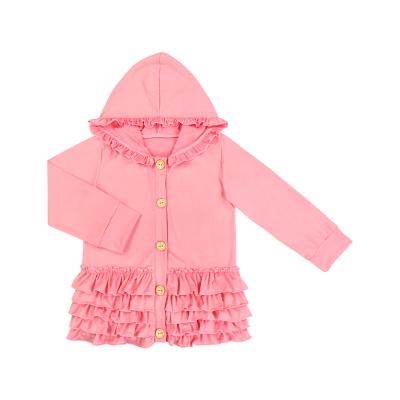 China Autumn and winter breathable pink baby coat toddler baby coat hoody kids 5 layers ruffle decorated for sale