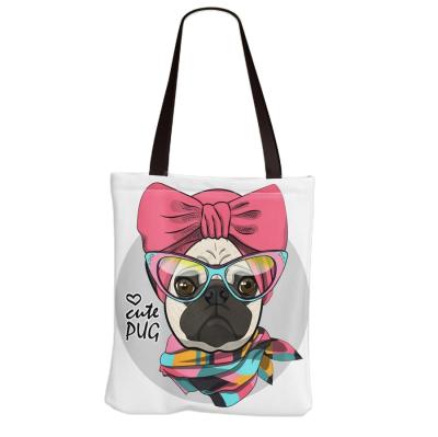 China Wholesale Custom Buy Luxury Multicolor Canvas Tote Bag Bulldog Printing Tote Cotton Convenient Tote Bag Luxury Custom Wholesale for sale