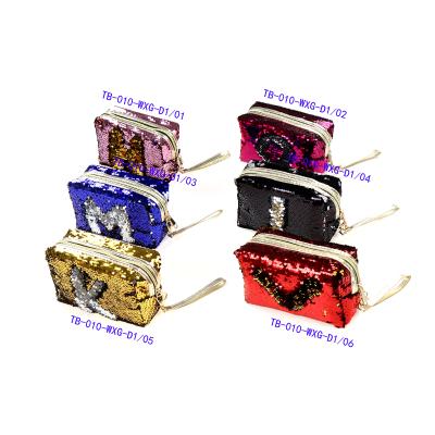 China Trendy and Popular Color Fashion Sequins with Cute Little Girl Portable Bag Purse Zipper Coin Bag Girl for sale