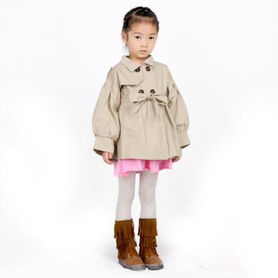 China Twill Fabric Winter Lapel Collar Coat Shaggy Bowknot Double Breasted Jackets For Girls for sale