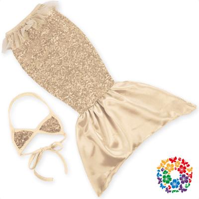 China New Kids Girls Mermaid Swimwear Plain Champagne Sequin Mermaid Tail Swim Baby Bikini Cute Eco-Friendly Swimsuit for sale