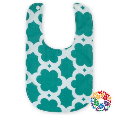 China Teal Flower Printed Baby Bib Cotton Viable Custom Baby Bibs Newborn Drool Bibs for sale