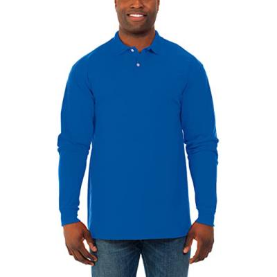 China Anti-Wrinkle Wholesale Cotton Mens Casual Long Sleeve 100% Solid Golf Polo Shirt for sale