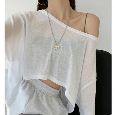 China 2021 Women's Sexy Basic Crop Top Tees Women Club White Women Shirts Anti-Wrinkle Long Sleeve Crop Top Tees Complete With Custom Logo for sale