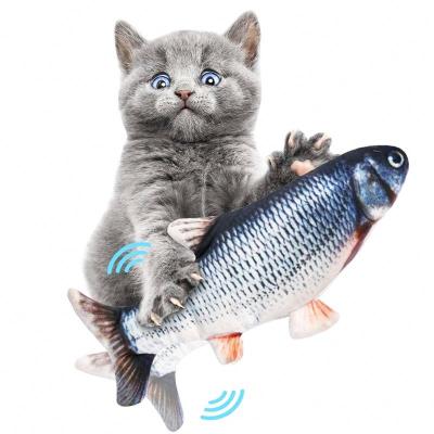 China Factory Price Interactive Plush Cats Toys Soft Movable Fish With Automatic Shakes Realistic Catnip Robofish Kitten Nip Plush Toy for sale