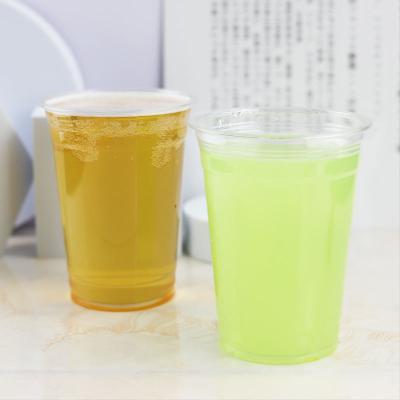 China Recyclable Disposable beer cup 16oz Custom plastic 95mm PET Flat Bottom Clear cups for sale