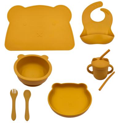 China Wholesale Dinner Bowl Suction Baby Food Grade Silicone Bear Shape BPA Free Hot Selling Feeding Set For Kids for sale