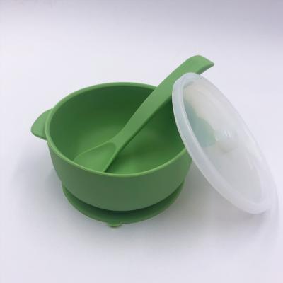 China BPA Free Customized Food Grade Baby Suction Cup And Spoon With Lid for sale