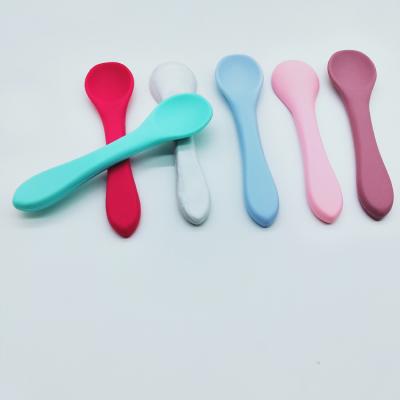 China Wholesale Food Grade BPA Free Silicone Baby Free Self Feeding Spoon for sale