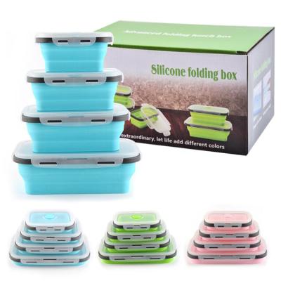 China Eco-Friendly Sealing Strip Silicone Collapsible Gym Lunch Box Set for sale