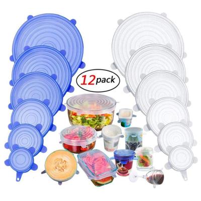 China Wholesale Reusable Durable 12 Pack Silicone Food Lids for sale