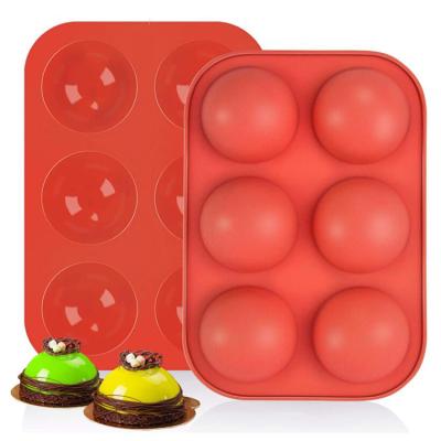 China 2021 New 6 Holes Half Sphere Middle Disposable Semi Sphere Silicone Baking Molds for sale