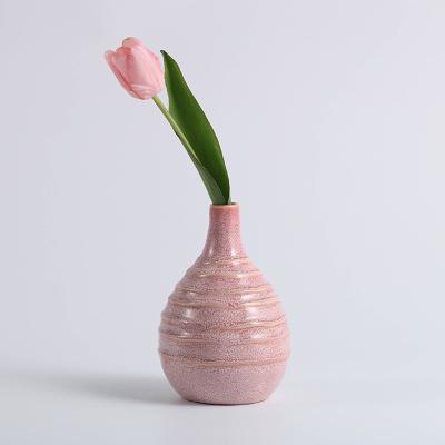 China Modern Luxury Tabletop Cylinder Shape Ceramic Porcelain Colorful Narrow Lip Floral Vase for sale