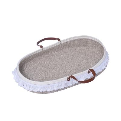 China Hot Selling Modern Handmade High Quality Cotton Rope Changing Baskets For Baby Sleep Woven Rope Diaper Changing Basket for sale