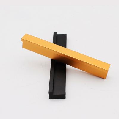 China Long Bar Anodized Aluminum L Profile Handles , Minimalist Customized Gold Aluminum Handle For Door for sale