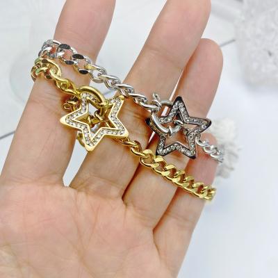 China Classic Simple Punk Link Chain Bracelet 24K Gold Plated Titanium Steel Fashionable Twist Chain Bracelet for sale